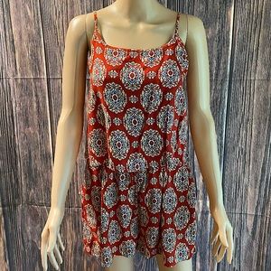 Earthbound Trading Co red & multi colored size Large summer flowy romper